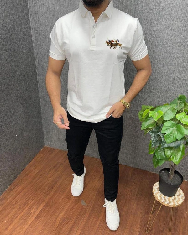 The Unity Style Cotton Solid Half Sleeves USPA Polo T-Shirt For Men - L-40