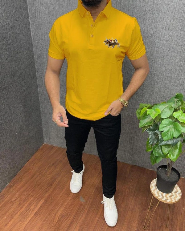 The Unity Style Cotton Solid Half Sleeves USPA Polo T-Shirt For Men - M-38