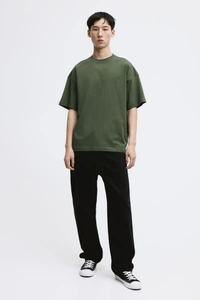 Olive Green Plain Oversized T Shirt For Men - XXL-46