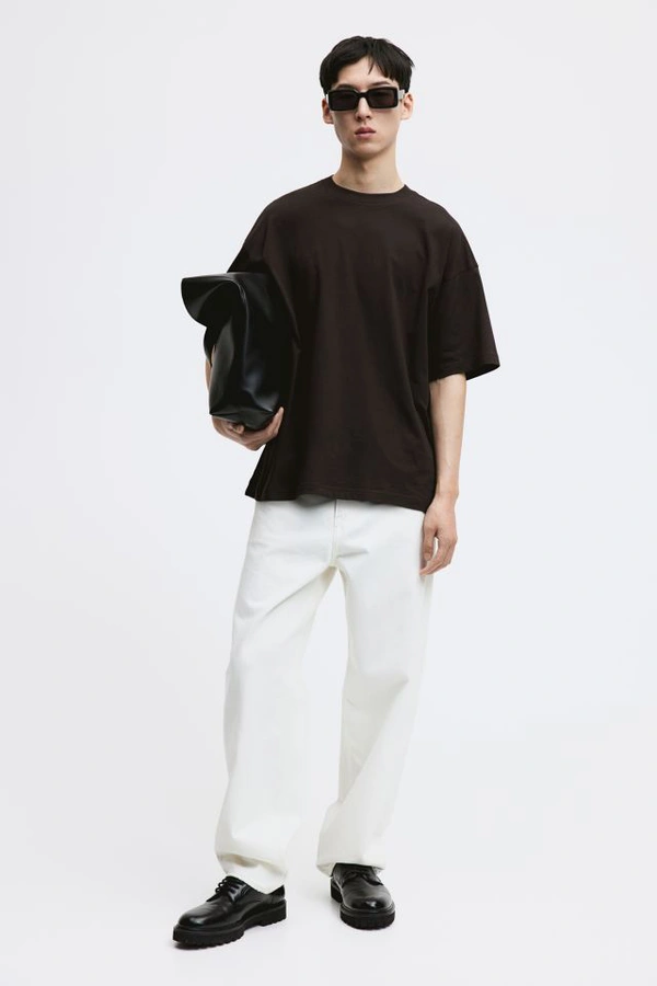 Black Plain Oversized T Shirt For Men - M-40