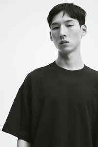 Black Plain Oversized T Shirt For Men - M-40