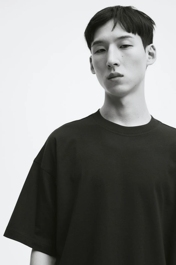 Black Plain Oversized T Shirt For Men - XL-42