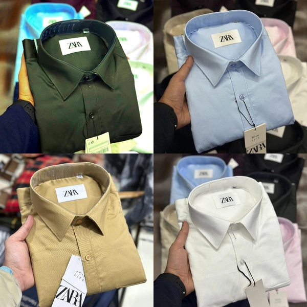 The Unity Style Zaraa 4 Pc Combo Cotton  Regular Fit Shirt (Bottom Green, Gold, Sky blue, White,) - M-38