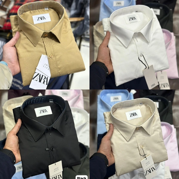 The Unity Style Zaraa 4 Pc Combo Cotton  Regular Fit Shirt ( Black, Cream , Sky blue, White,) - L-40