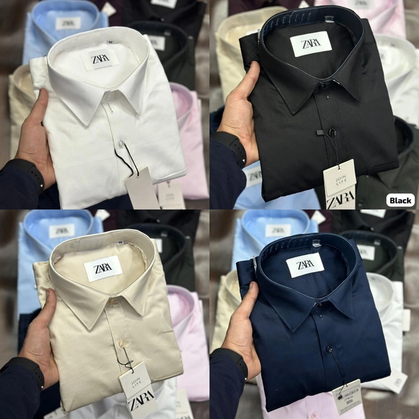 The Unity Style Zaraa 4 Pc Combo Cotton Regular Fit Shirt ( Black, Cream , Navy Blue, White,) - XL-42