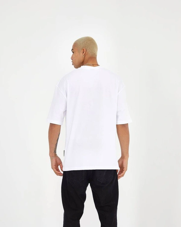 White Plain Oversized T Shirt For Men - M-40