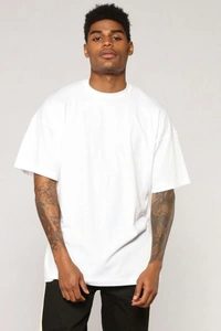 White Plain Oversized T Shirt For Men - M-40