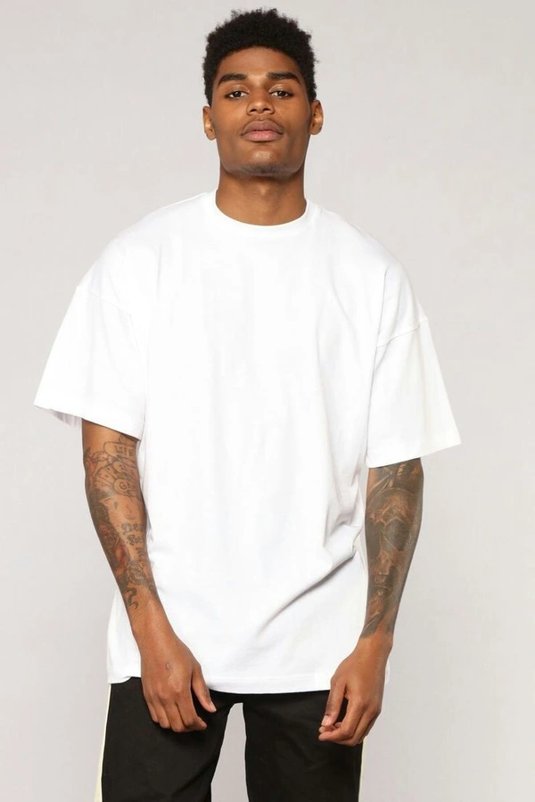 White Plain Oversized T Shirt For Men - M-40