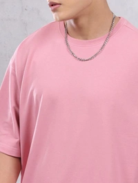Pink Plain Oversized T Shirt For Men - XXL-46