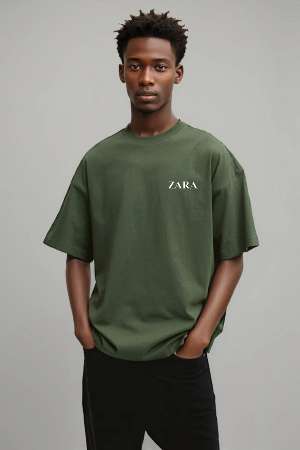 Zaraa Olive Green Oversized Tshirt For Men - L-42