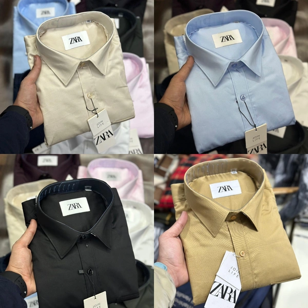 The Unity Style Zaraa 4 Pc Combo Cotton Regular Fit Shirt ( Black, Gold , Sky Blue, Cream,) - M-38