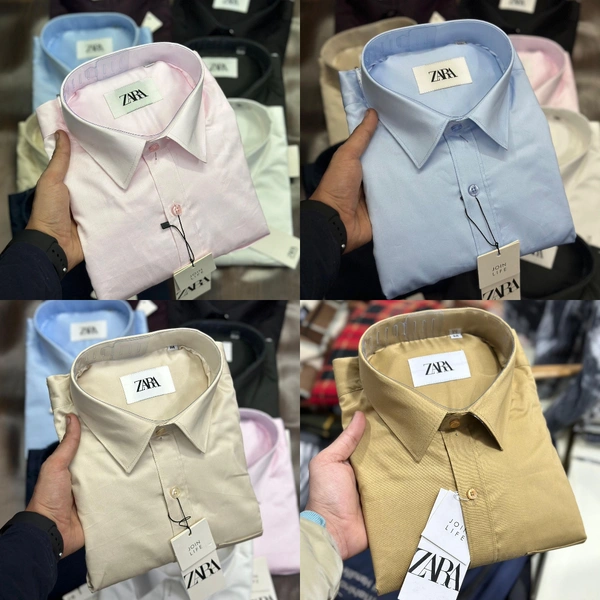 The Unity Style Zaraa 4 Pc Combo Cotton Regular Fit Shirt ( Skyblue, Pink, Cream Gold) - XL-42