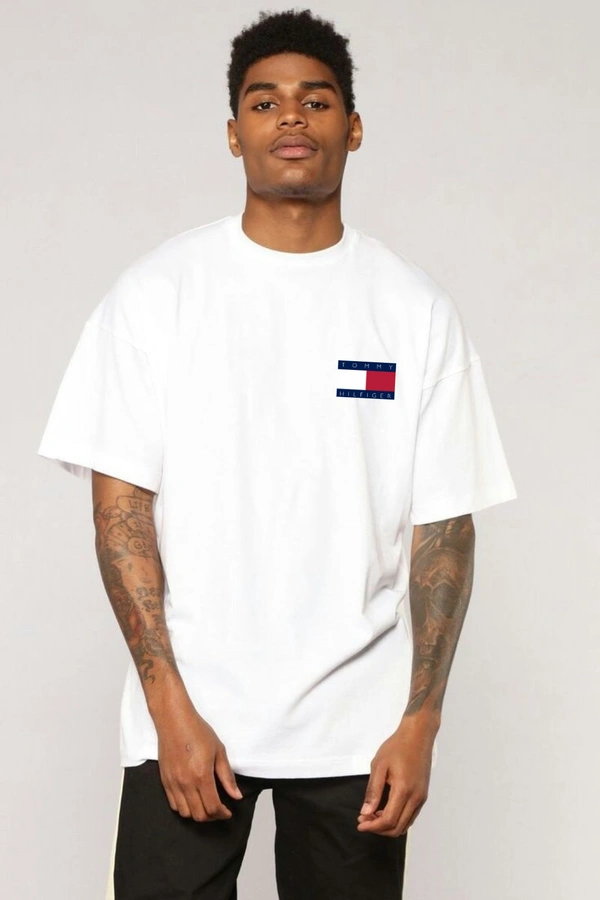 Tommy White Oversized T Shirt For Men - L-40