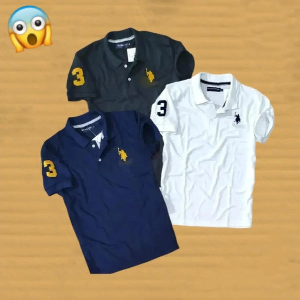 The Unity Style Polo USPA Solid Half Sleeves T Shirt ( Pack Of 3) - XXL-44