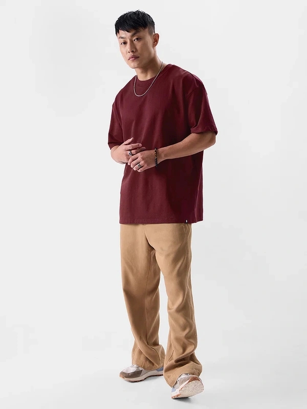 Marron Oversized T Shirt For Men - M-40