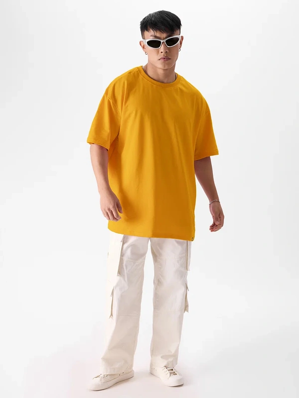 Mustard Yellow Oversized T Shirt For Men - M-40