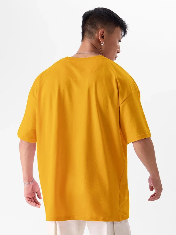 Mustard Yellow Oversized T Shirt For Men - L-42