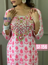 Featuring beautiful Heavy 3pcs cottan Suit which is beautifully decorated with beautiful embroider .It is paired with matching pants with 2 side pocket and cotton Dupatta - M-38