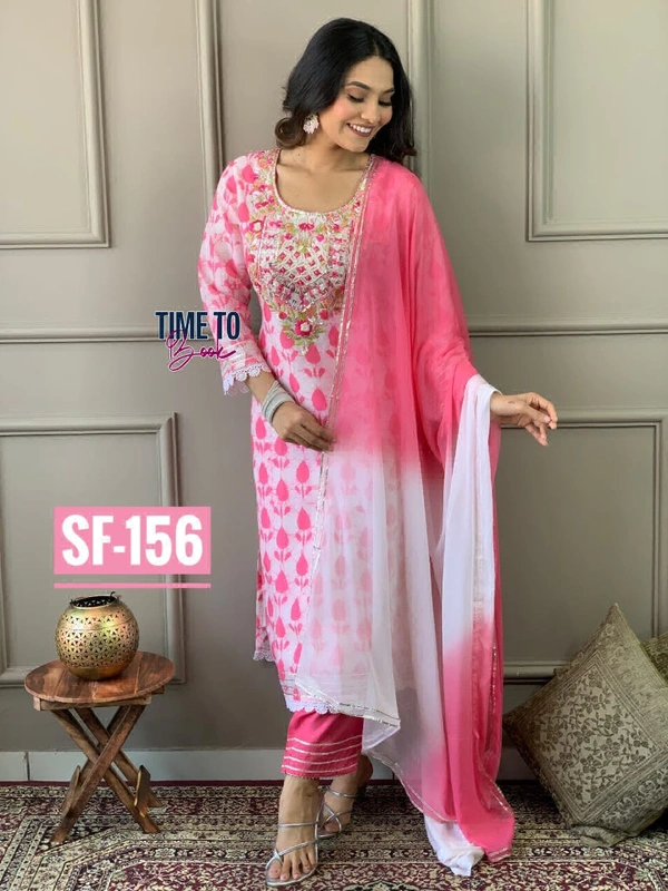Featuring beautiful Heavy 3pcs cottan Suit which is beautifully decorated with beautiful embroider .It is paired with matching pants with 2 side pocket and cotton Dupatta - XL-42