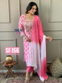 Featuring beautiful Heavy 3pcs cottan Suit which is beautifully decorated with beautiful embroider .It is paired with matching pants with 2 side pocket and cotton Dupatta - XXL-44