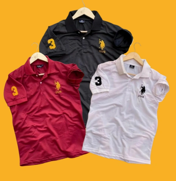 The Unity Style Polo USPA Solid Half Sleeves T Shirt White,Marron, Black( Pack Of 3) - XL-42