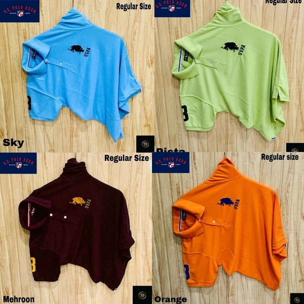 The Unity Style Polo USPA Solid Half Sleeves T Shirt Maroon,skyblue,Pista,Orange, ( Pack Of 4) - XXL-44