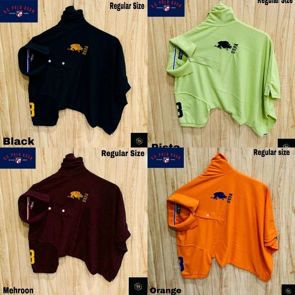 The Unity Style Polo USPA Solid Half Sleeves T Shirt Black,Maroon,Pista,Orange, ( Pack Of 4) - L-40