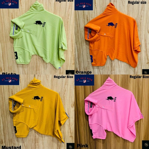 The Unity Style Polo USPA Solid Half Sleeves T Shirt Pista, Orange,yellow, Pink( Pack Of 4) - XL-42