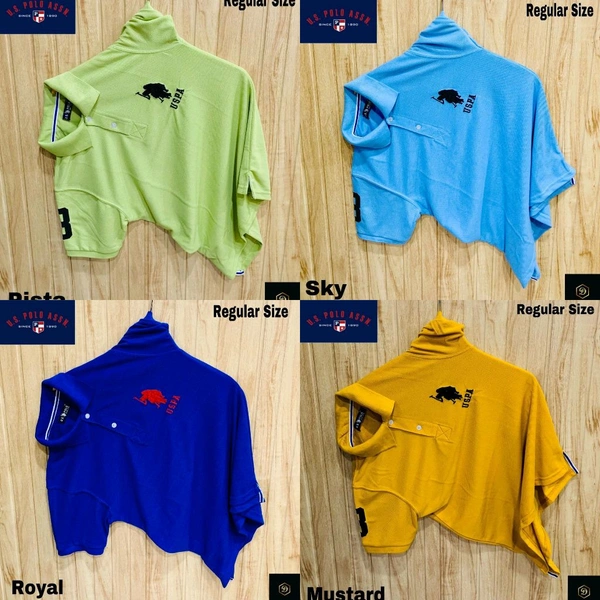 The Unity Style Polo USPA Solid Half Sleeves T Shirt Pista, Blue,yellow, Sky Blue( Pack Of 4) - L-40