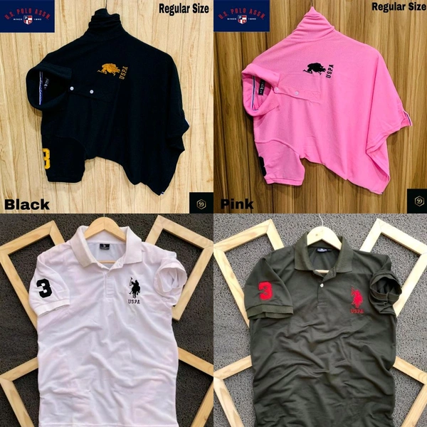 The Unity Style Polo USPA Solid Half Sleeves T Shirt Black,pink, White, Green( Pack Of 4) - XXL-44