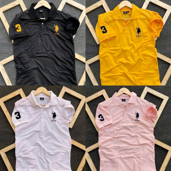 The Unity Style Polo USPA Solid Half Sleeves T Shirt Black,pink, White, Yellow( Pack Of 4) - XL-42