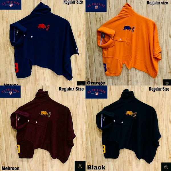 The Unity Style Polo USPA Solid Half Sleeves T Shirt Navy Blue, Orange, Marron, Black( Pack Of 4) - L-40