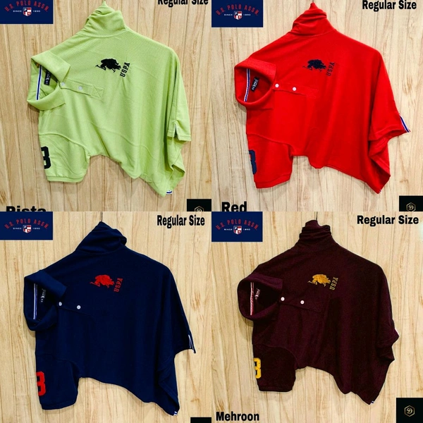 The Unity Style Polo USPA Solid Half Sleeves T Shirt Pista, Red, Navy Blye, Black( Pack Of 4) - L-40