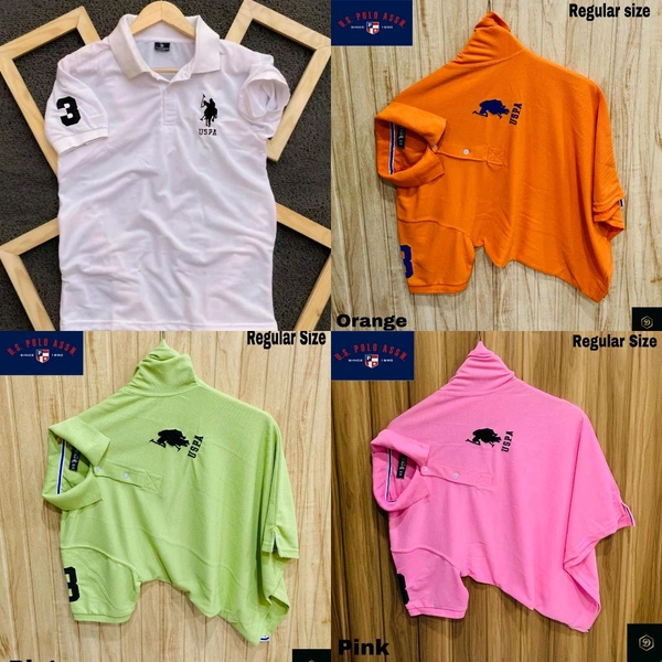 The Unity Style Polo USPA Solid Half Sleeves T Shirt Pista,white, Pink, Org( Pack Of 4) - XL-42