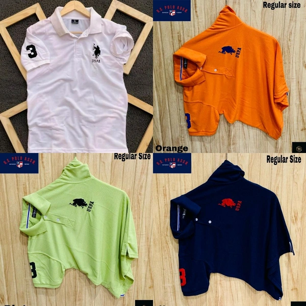 The Unity Style Polo USPA Solid Half Sleeves T Shirt Pista,white, Navy Blue, Org( Pack Of 4) - L-40