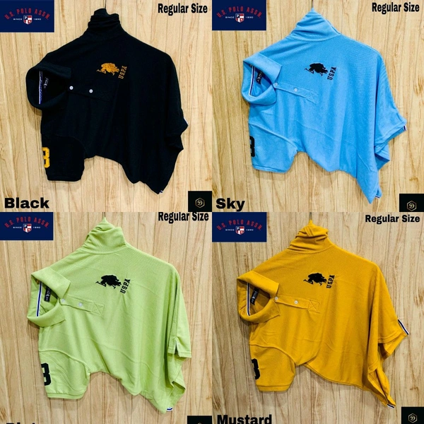 The Unity Style Polo USPA Solid Half Sleeves T Shirt Pista,Black, Sky Blue, Yellow( Pack Of 4) - M-38