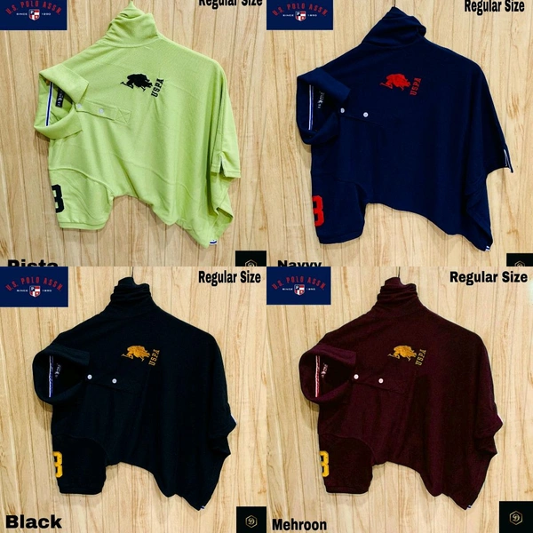 The Unity Style Polo USPA Solid Half Sleeves T Shirt Pista,Black,  Navy Blue, Marron ( Pack Of 4) - XXL-44