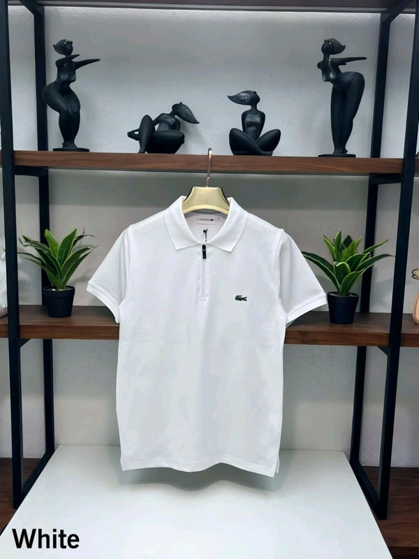 The Unity Style Premium Quality SAP Matty Half Sleeve T-Shirt with Zip Chain - White, L-40