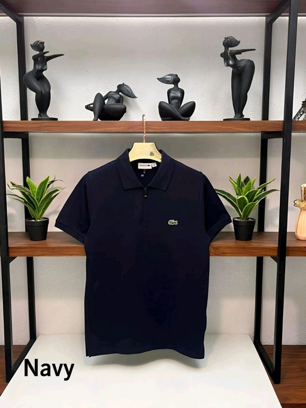 The Unity Style Premium Quality SAP Matty Half Sleeve T-Shirt with Zip Chain - Navy Blue, L-40