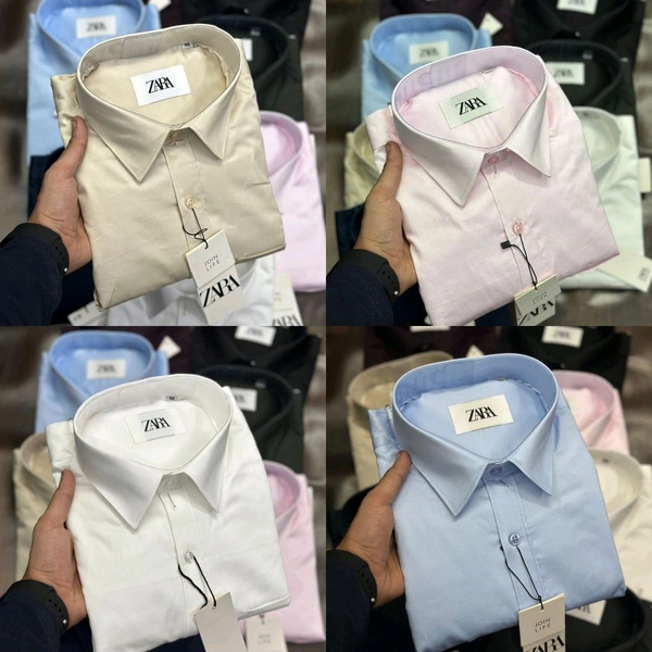 The Unity Style Zaraa 4 Pc Combo Cotton Regular Fit Shirt ( Cream, pink, White, SKY Blue) - L-40