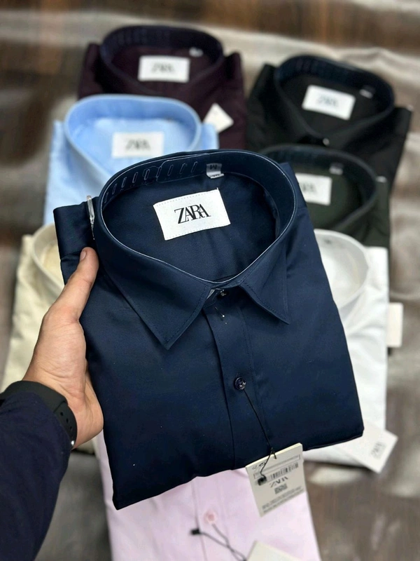 The Unity Style Zaraa Men Custom Fit Plain Shirt 9 Color - Navy Blue, XL-42
