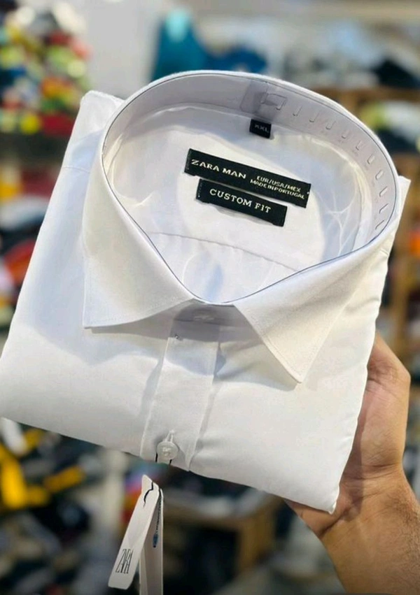 The Unity Style Premium 12@ Zra Men Cotton Solid Shirt For Men 4 Color - White, XL-42