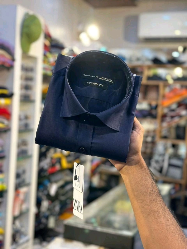 The Unity Style Premium 12@ Zra Men Cotton Solid Shirt For Men 4 Color - Navy Blue, XL-42