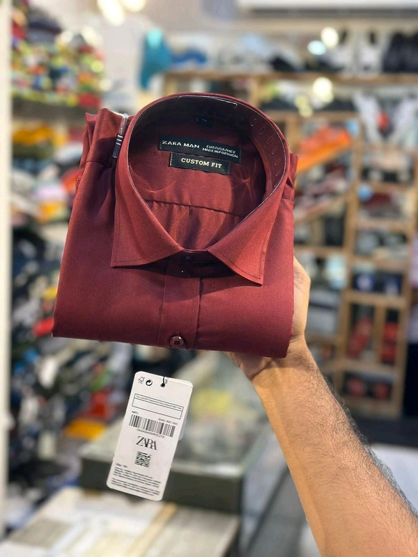 The Unity Style Premium 12@ Zra Men Cotton Solid Shirt For Men 4 Color - Maroon, XL-42