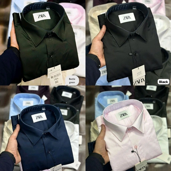 The Unity Style Zaraa 4 Pc Combo Cotton Regular Fit Shirt (Pink, Black, Navy Blue, Olive Green) - XL-42