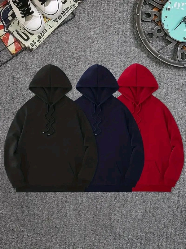 Cozy Winter Classic Hoodie Collection Black, Navy Blue, RedPack Of 3 - S-36