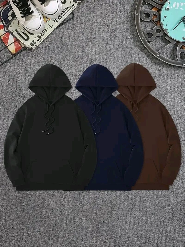 Cozy Winter Classic Hoodie Collection Black, Navy Blue, Brown Of 3 - S-36
