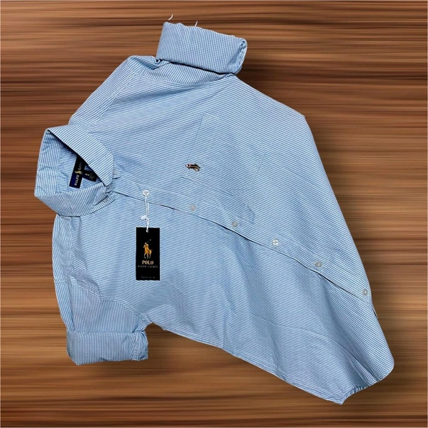 The Unity Style RL POLO Shirt Regular fit Sky Blue Checkd Formal Shirt - M-38