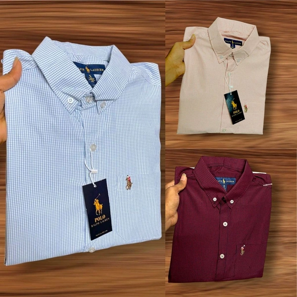 RL POLO Shirt Regular fit  Checkd Formal Shirt  (Pack Of 3) - L-40