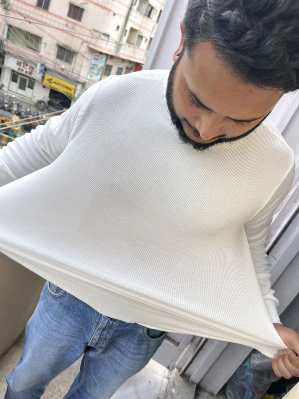 Men’s Premium High Neck Sweater | Winter Wear | Stylish & Comfortable - White, L-40